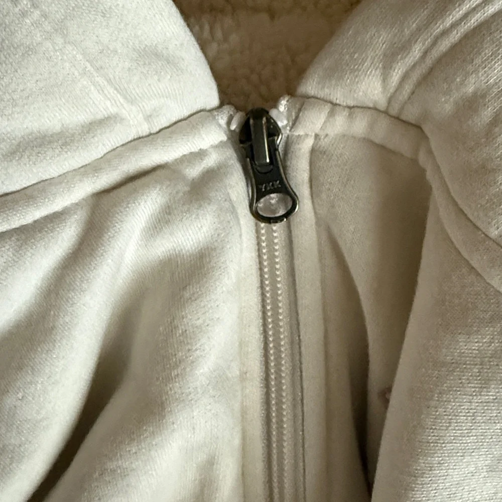 OLD NAVY GIRLS SERPA LINED FULL ZIP HOODED JACKET FRONT POCKETS CREAM LG (10-12)